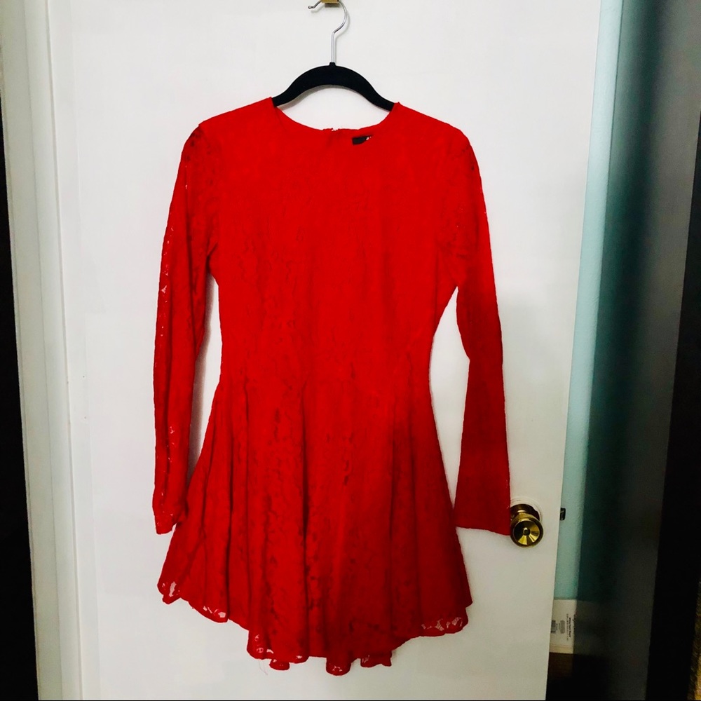 H&M Red Lace high low dress